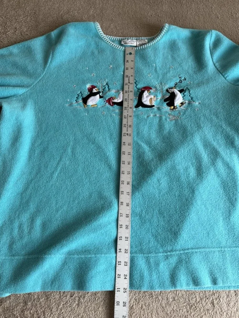 White Stag Polar Fleece Winter Penguins Top 22W 24W Blue - Picture 4 of 16